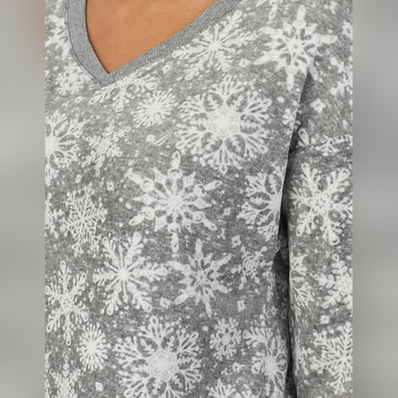 Nautica Women's 2 Piece Fleece Pajama Sleepwear Set Grey Large - Picture 4 of 8